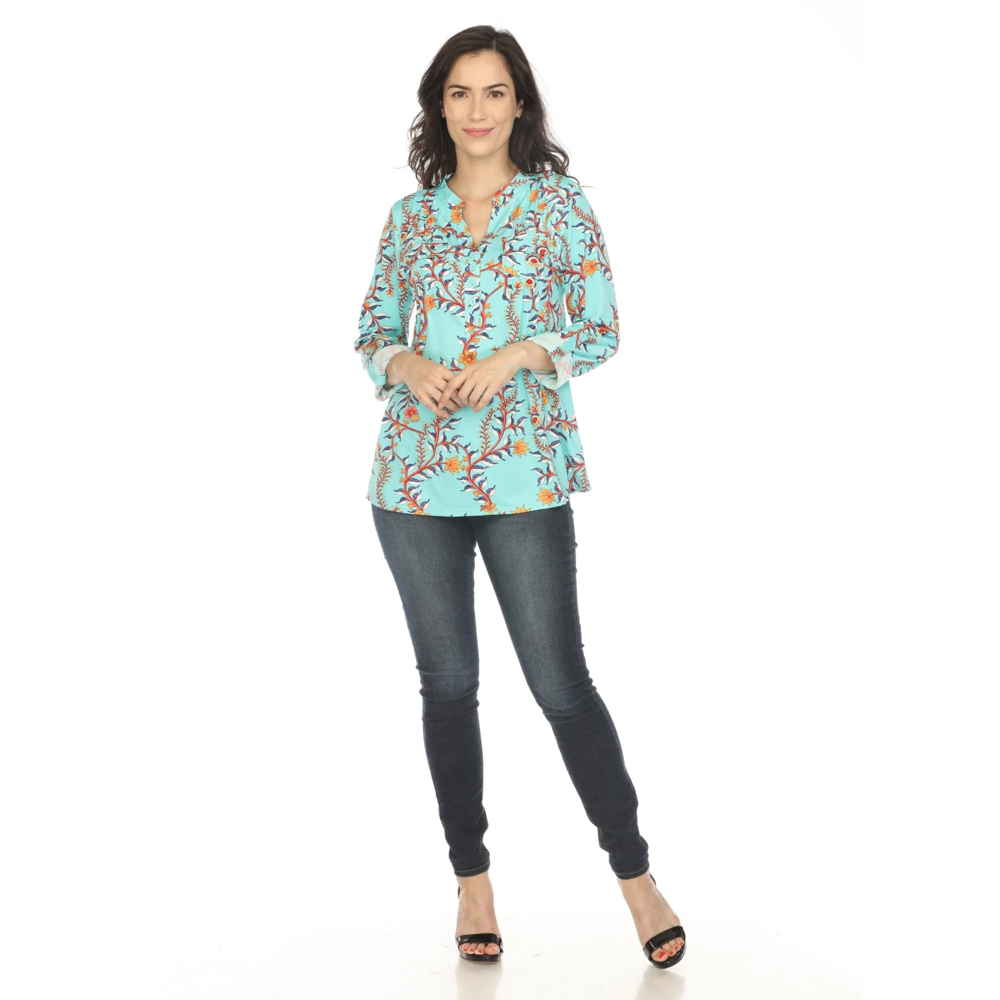 Women's Paisley Button Front Tunic Top - Image 10