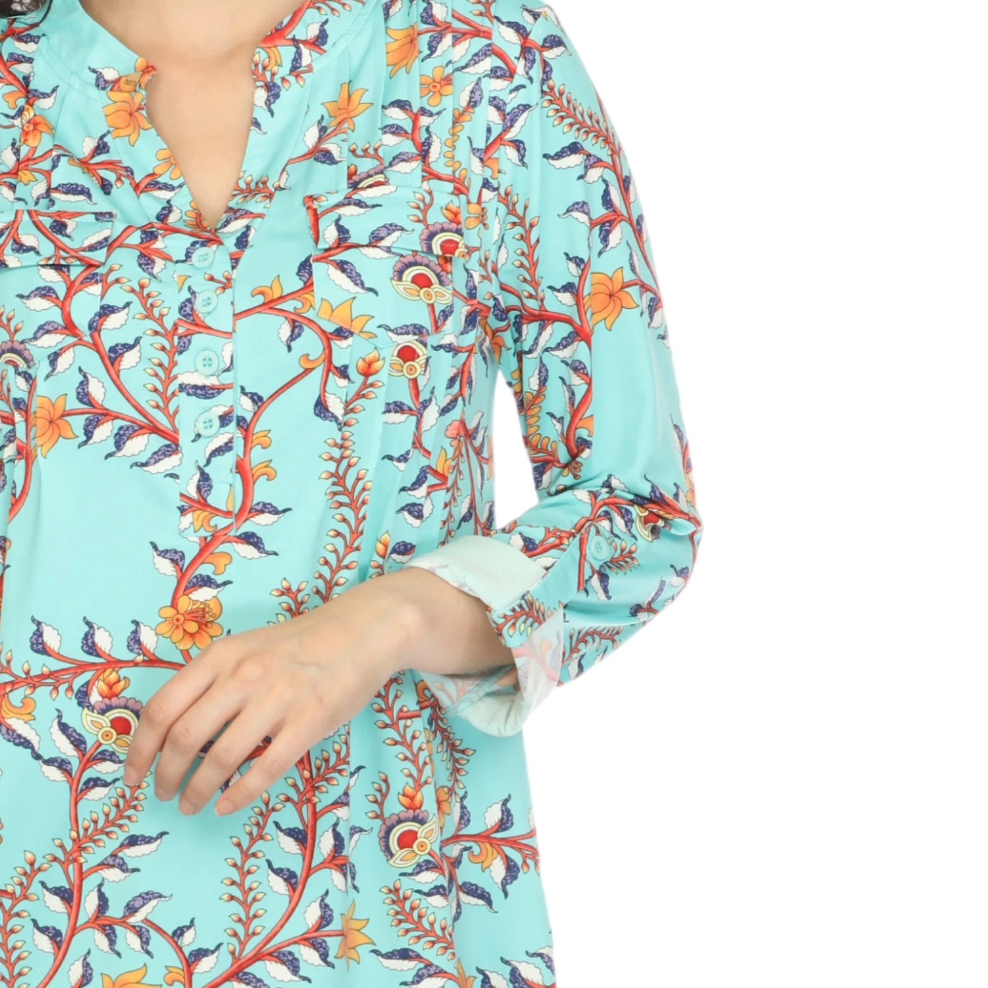 Women's Paisley Button Front Tunic Top - Image 12