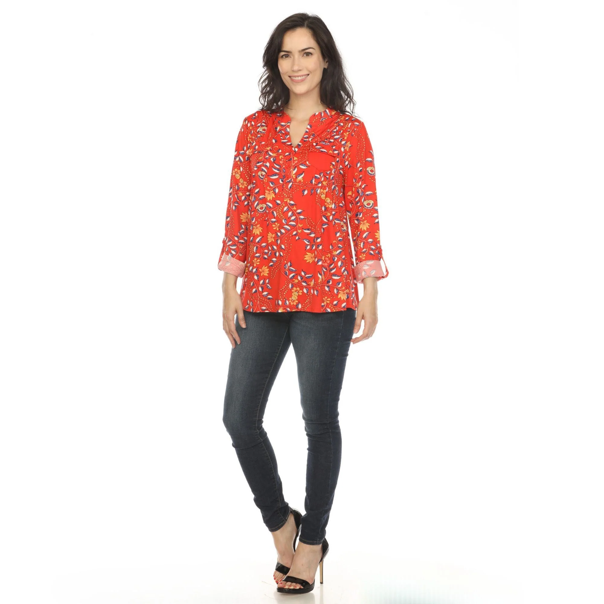 Women's Paisley Button Front Tunic Top - Image 14