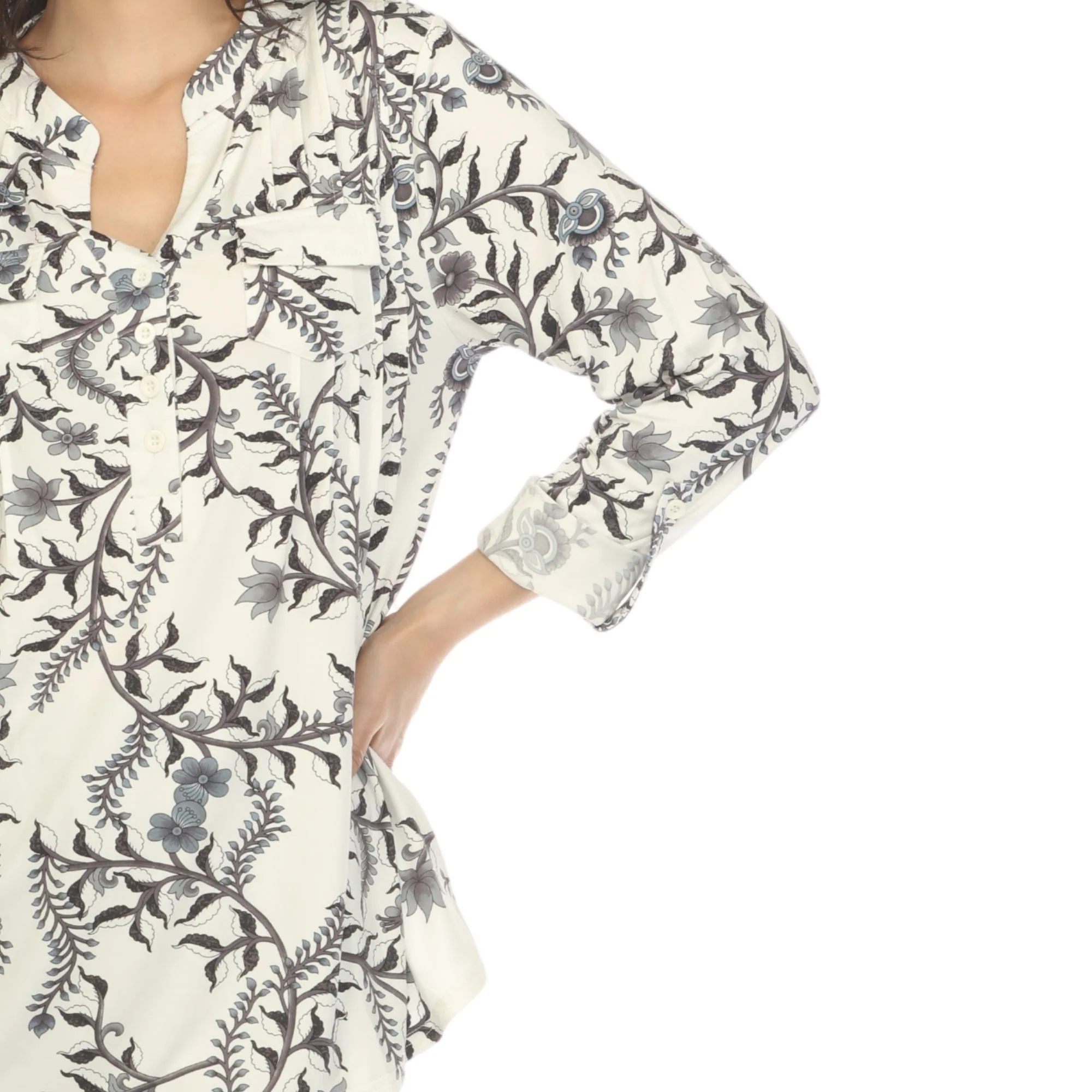 Women's Paisley Button Front Tunic Top - Image 20