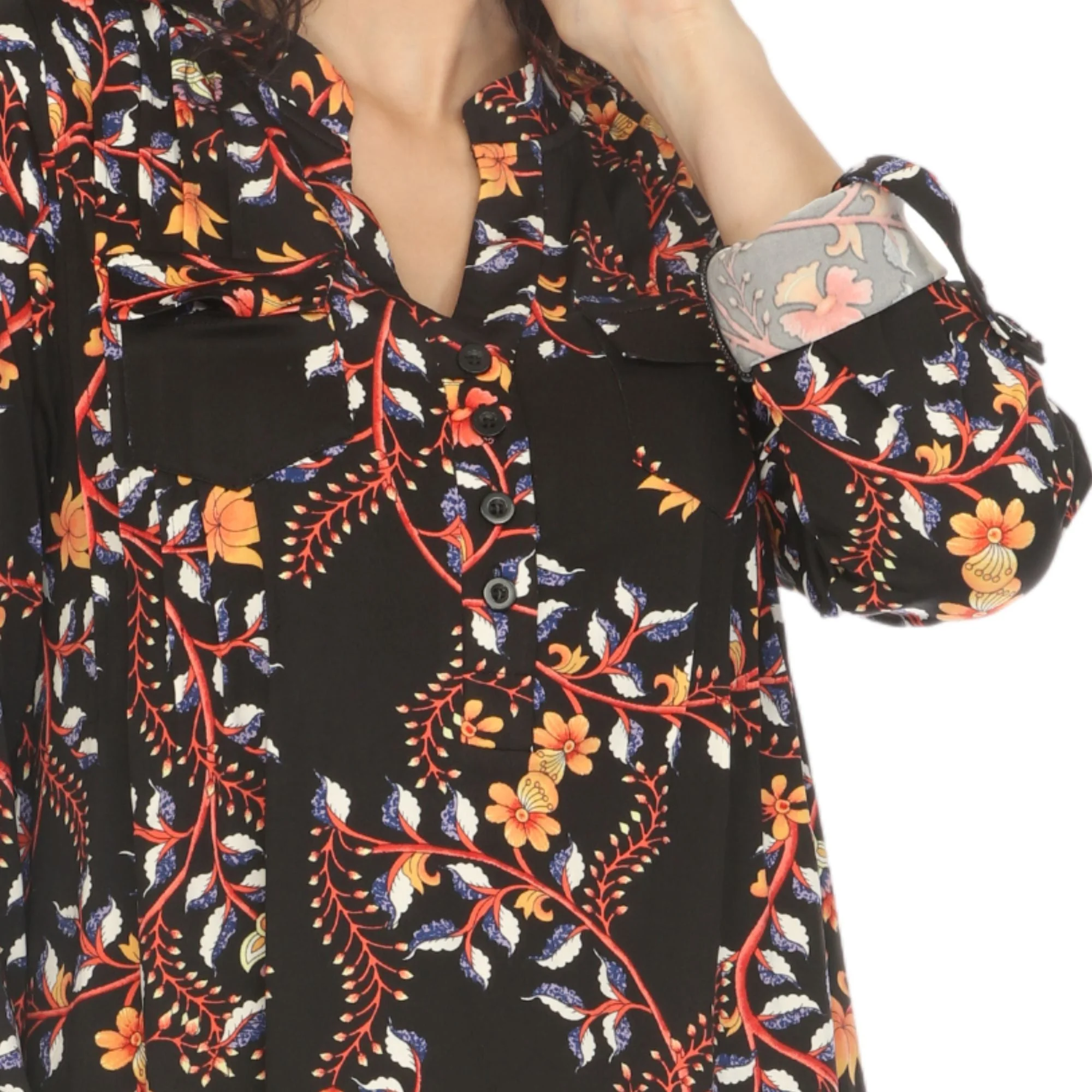 Women's Paisley Button Front Tunic Top - Image 4
