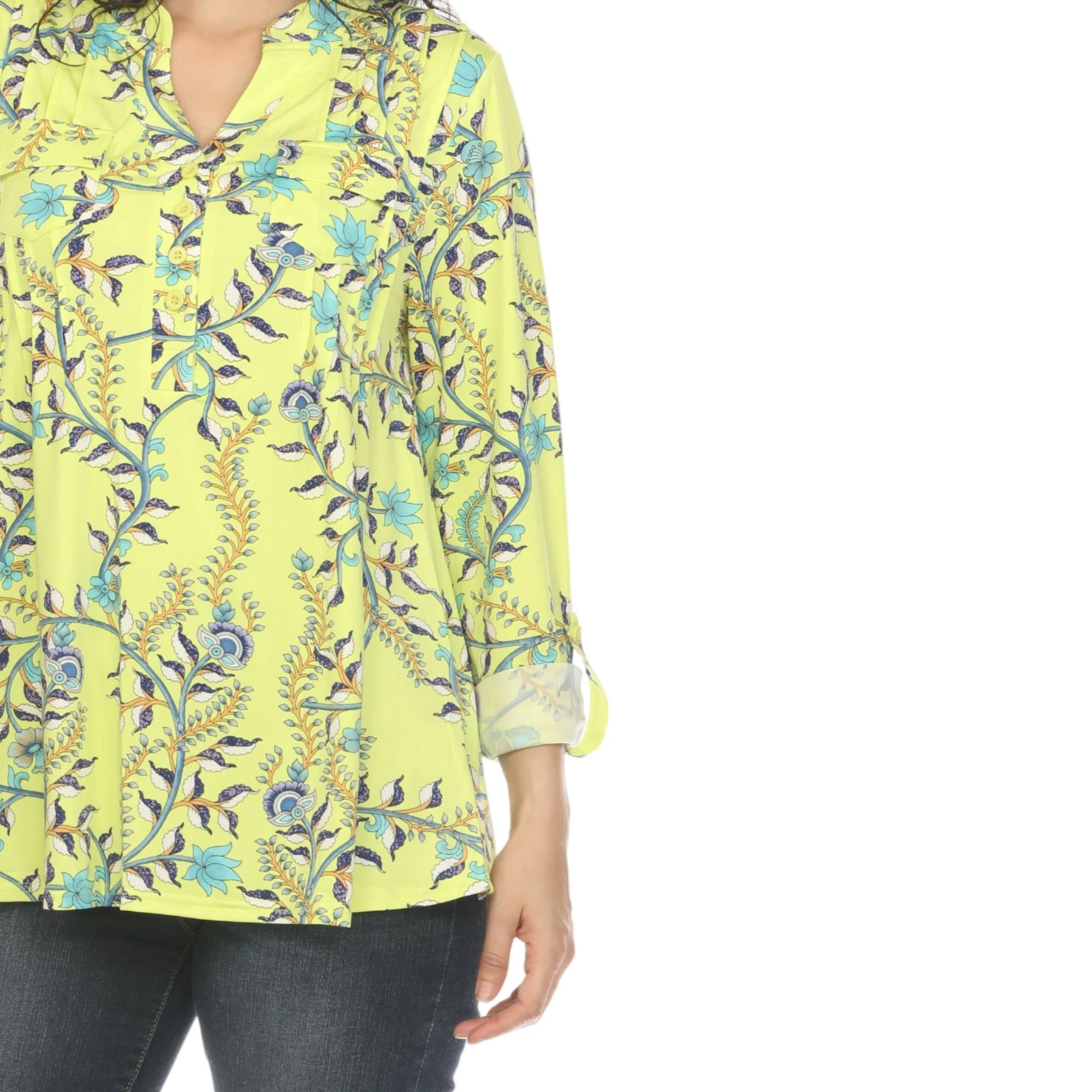 Women's Paisley Button Front Tunic Top - Image 8