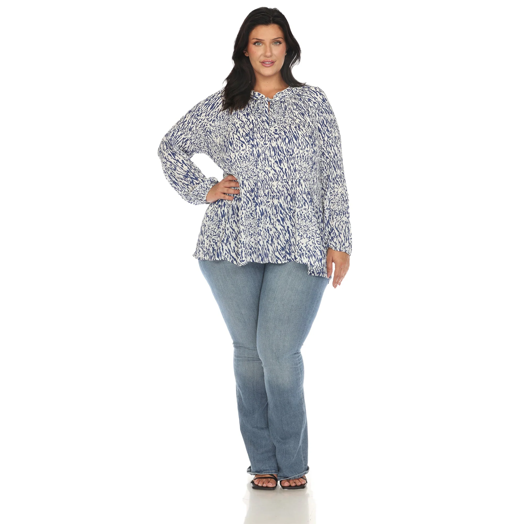 Women's Printed Peasant Blouse - Plus - Image 12