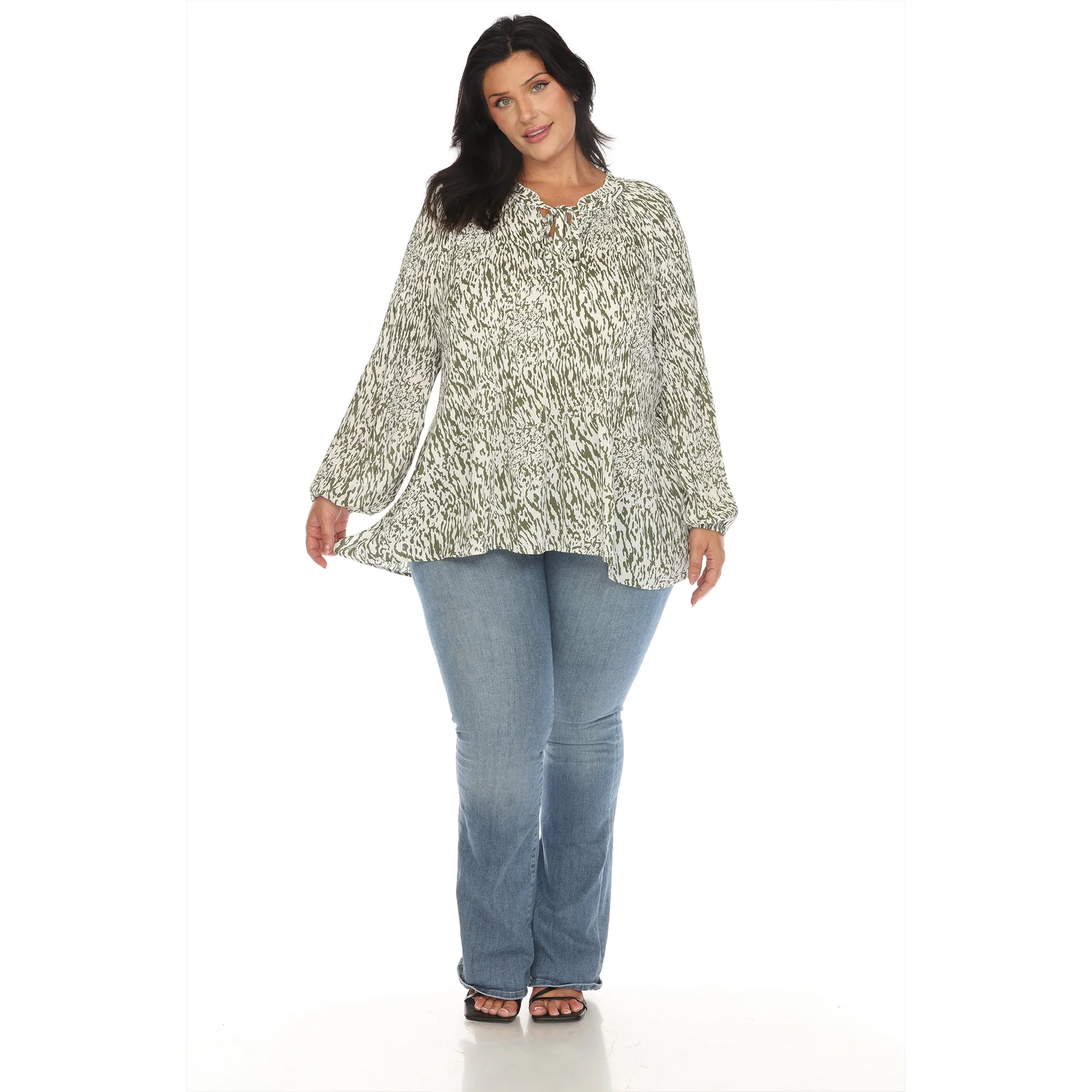 Women's Printed Peasant Blouse - Plus - Image 6