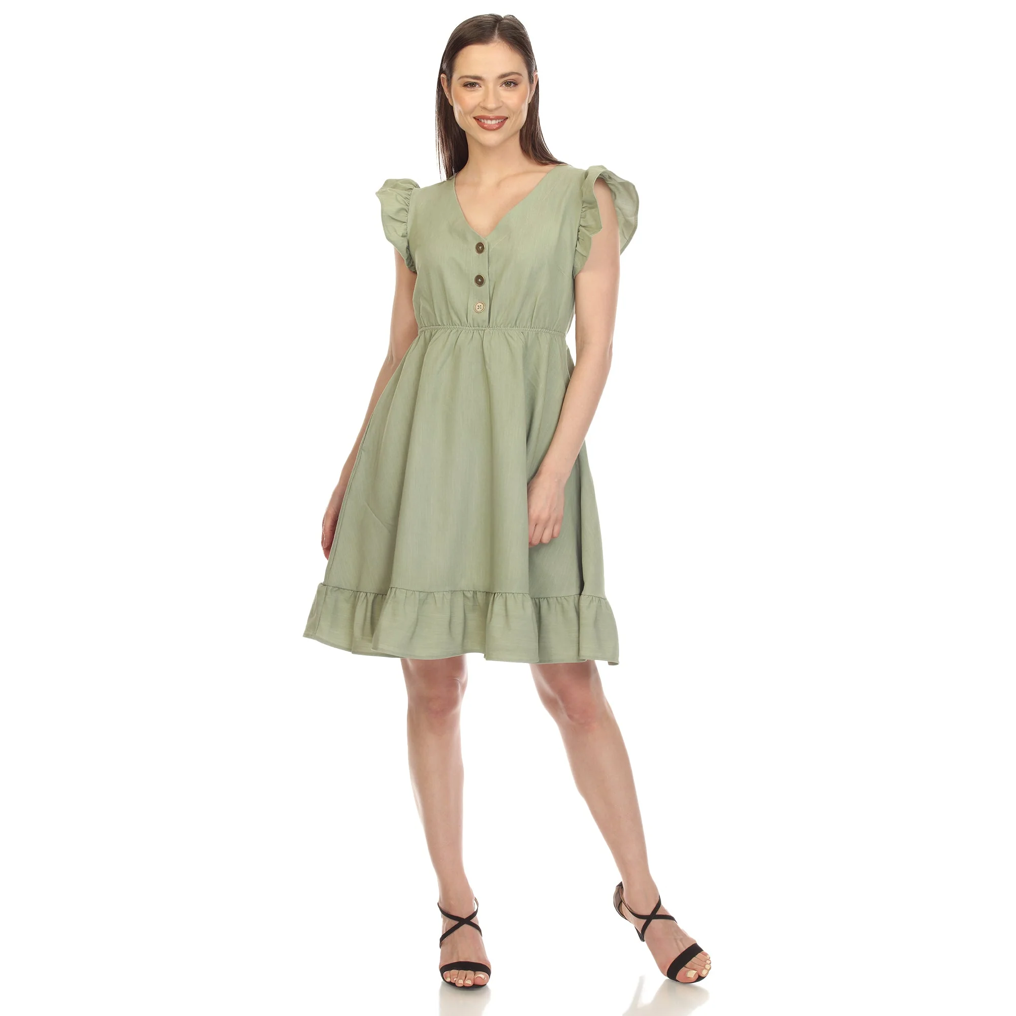 Ruffle Sleeve Knee-Length Dress - Image 2