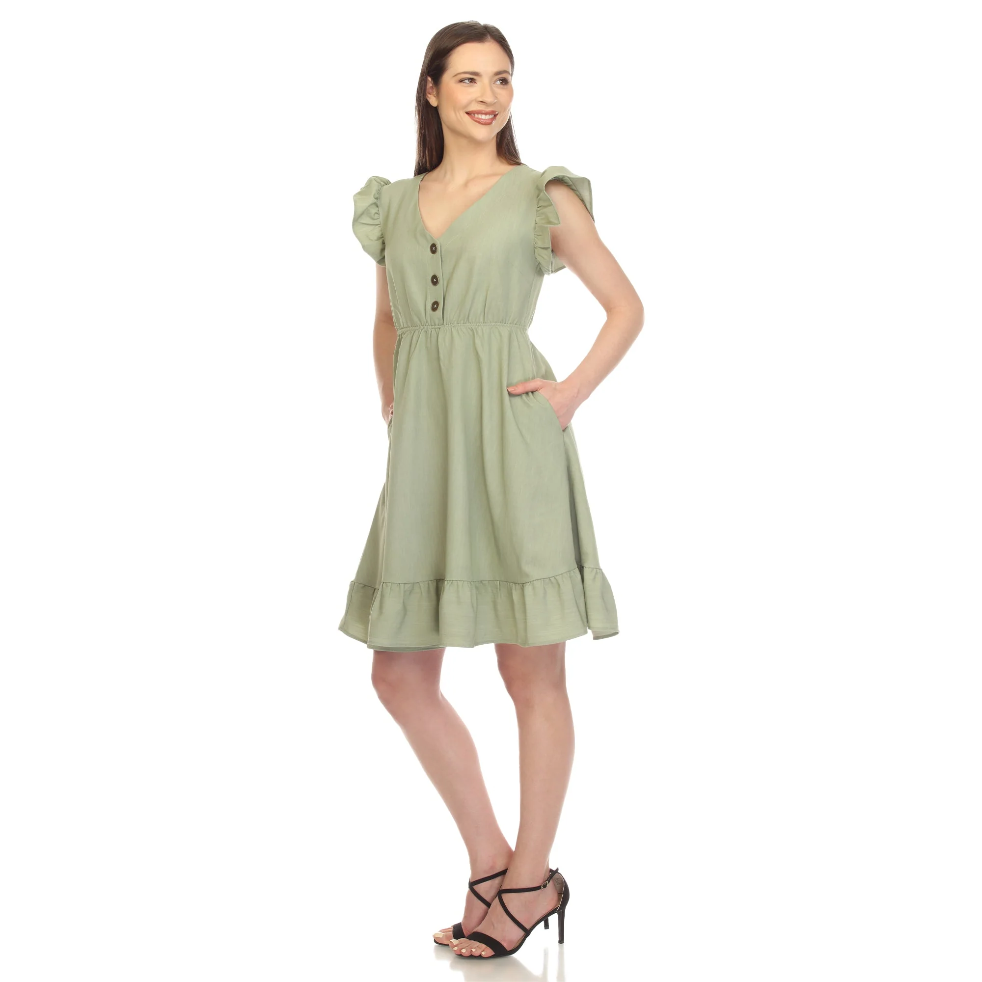 Ruffle Sleeve Knee-Length Dress - Image 3