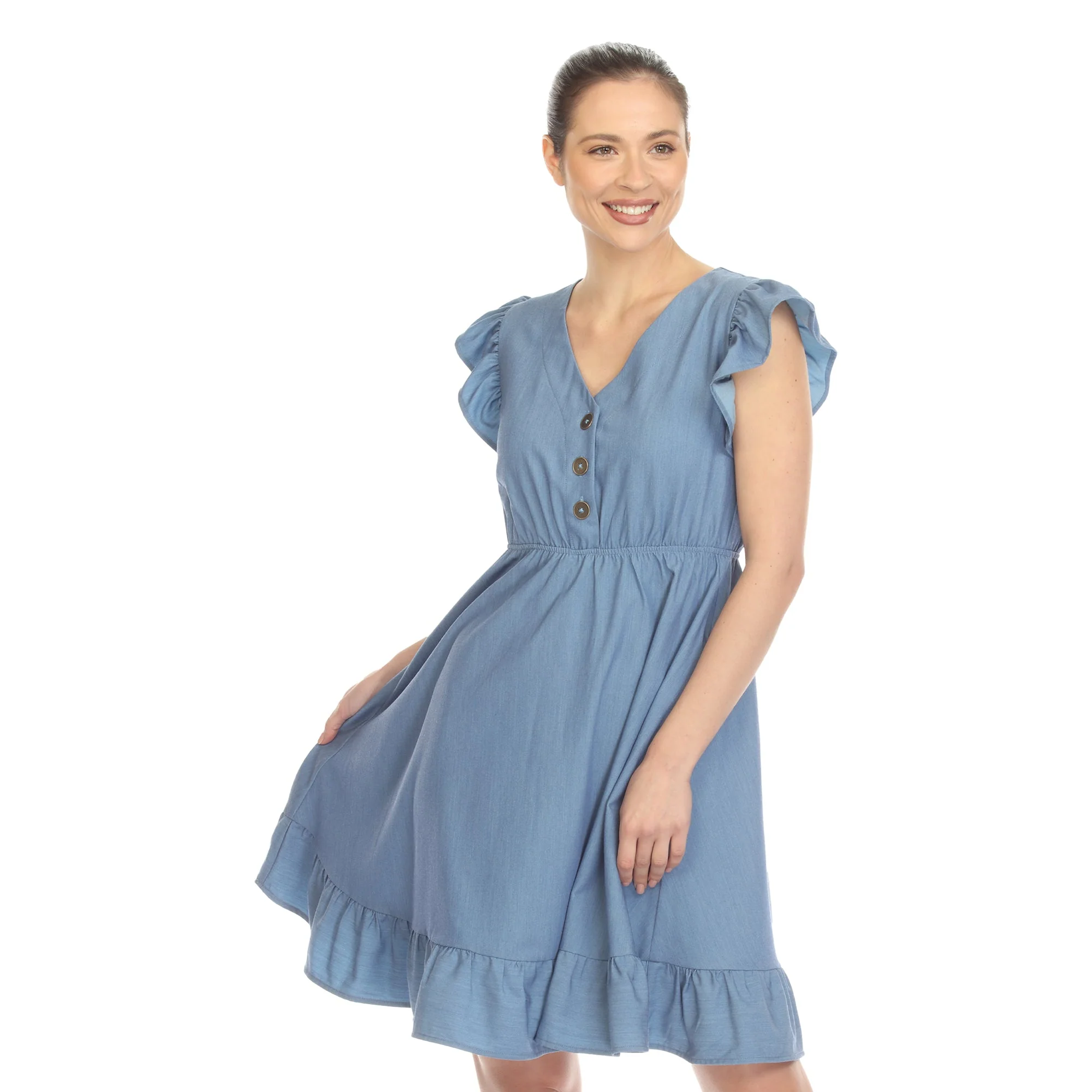Ruffle Sleeve Knee-Length Dress - Image 6