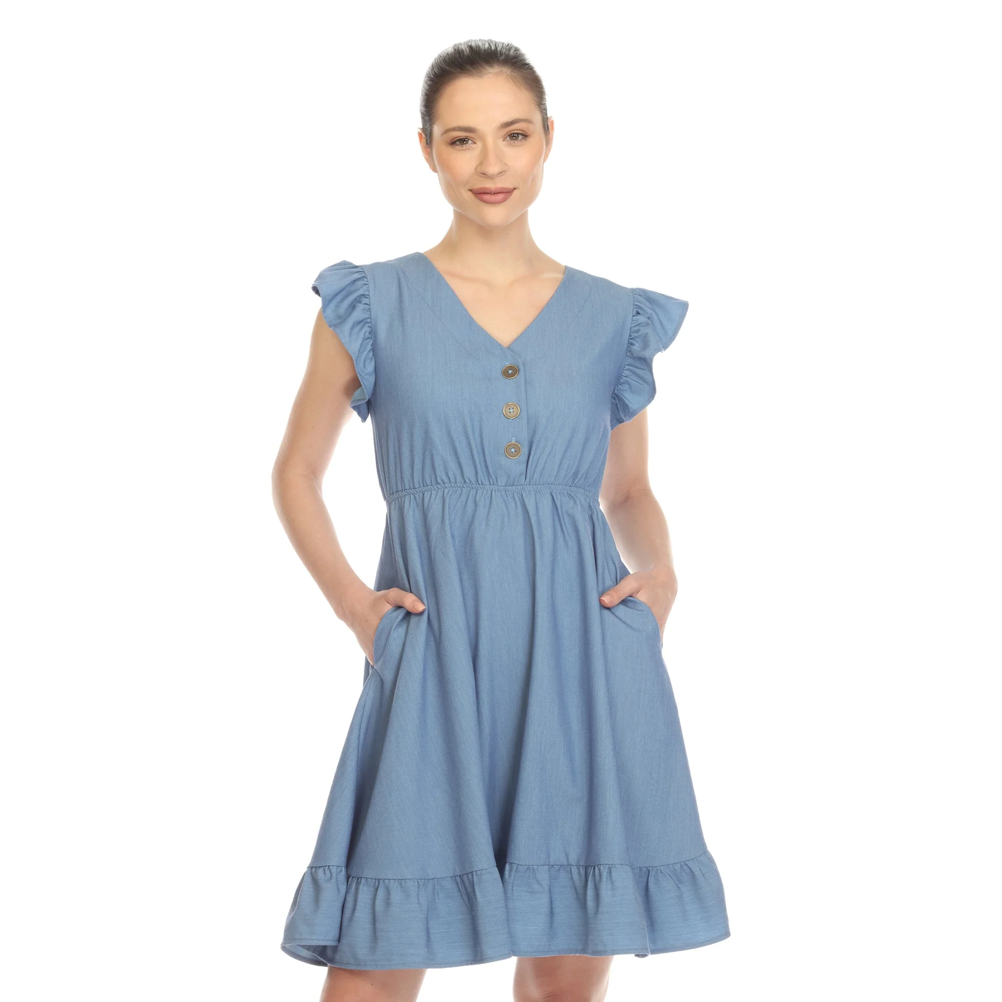Ruffle Sleeve Knee-Length Dress - Image 7