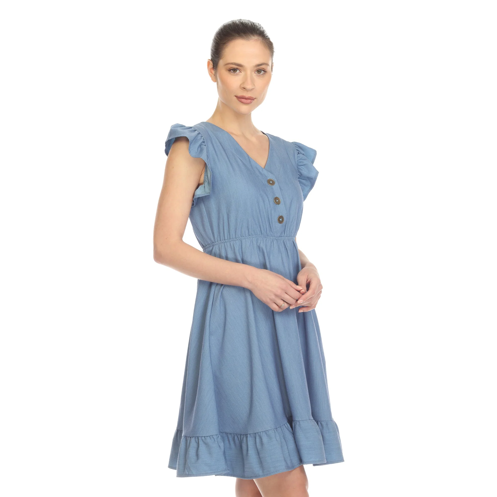 Ruffle Sleeve Knee-Length Dress - Image 8