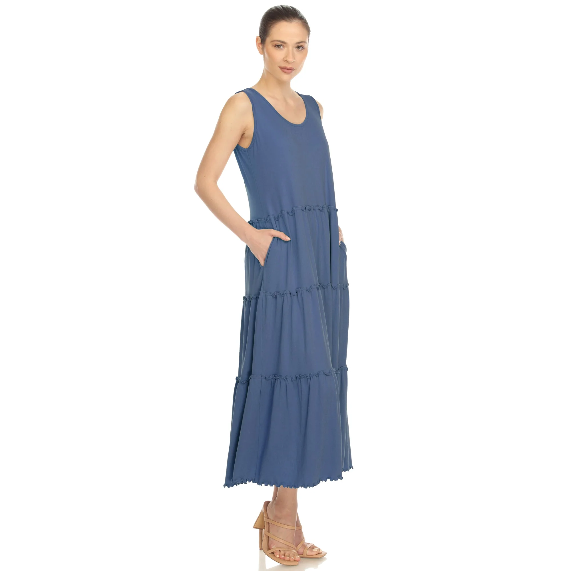 Women's Scoop Neck Tiered Midi Dress - Image 2
