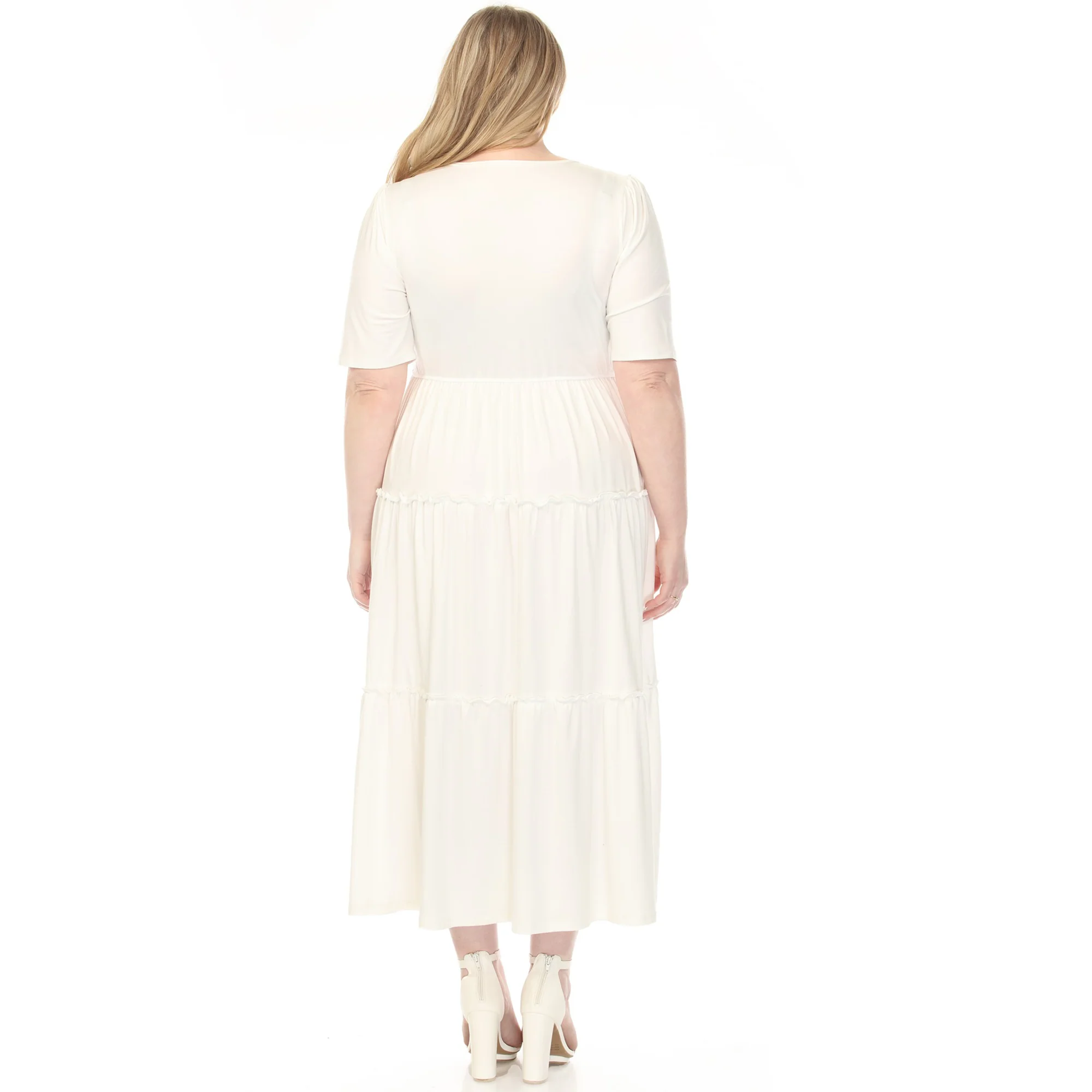 Women's  Square Neck Short Sleeve Tiered Dress - Image 13