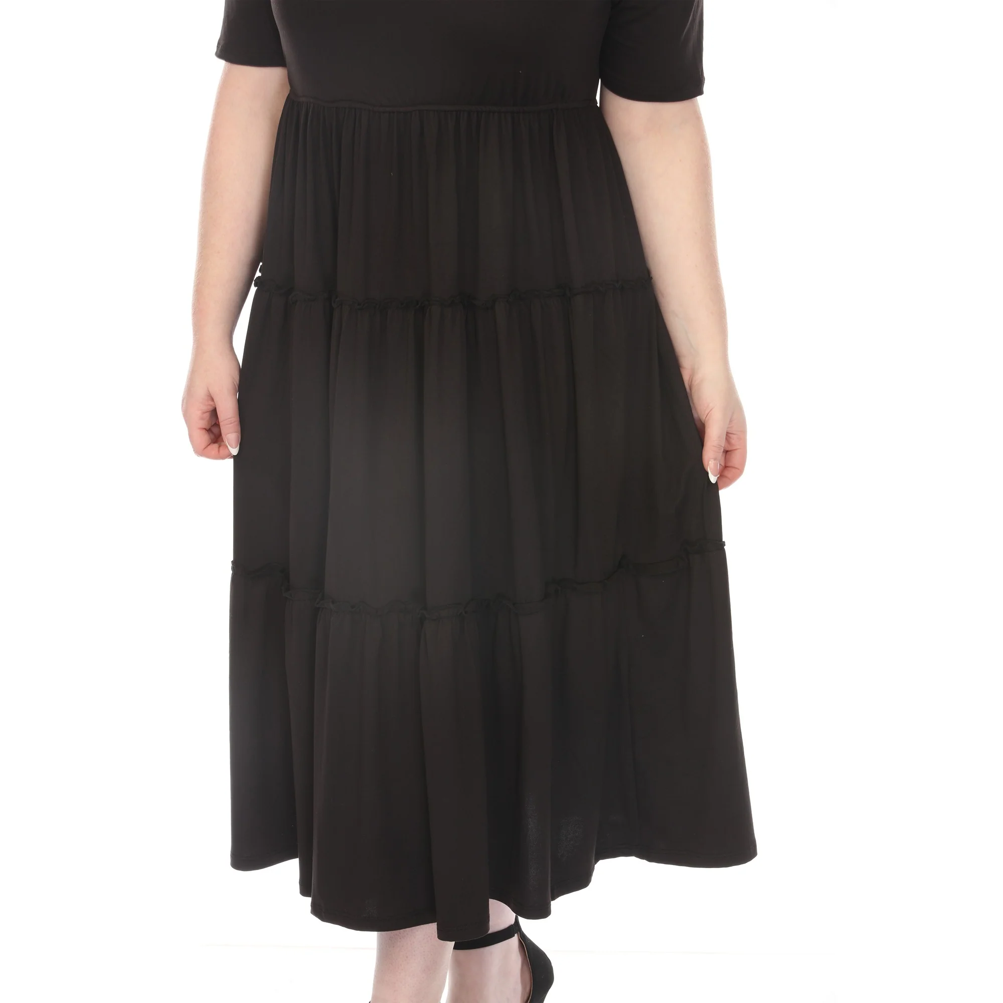 Women's  Square Neck Short Sleeve Tiered Dress - Image 4