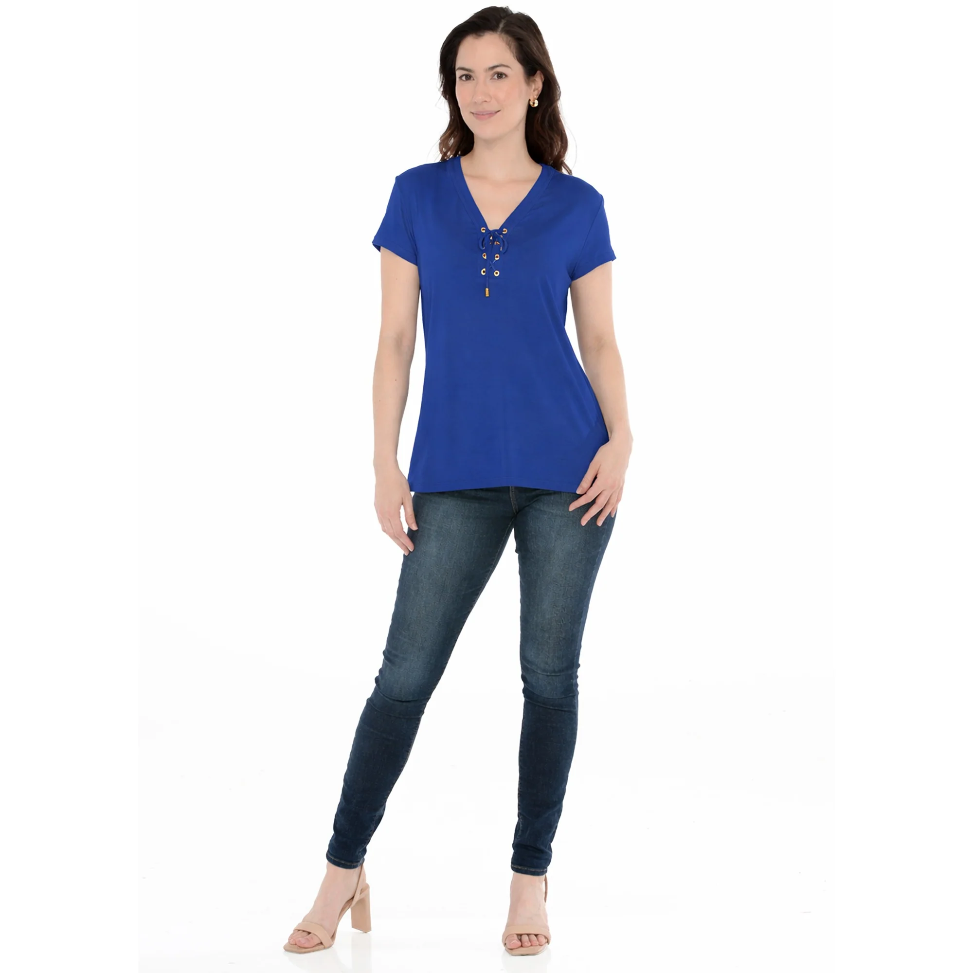 Women's V-Neck Front Tie Pullover Top - Image 10