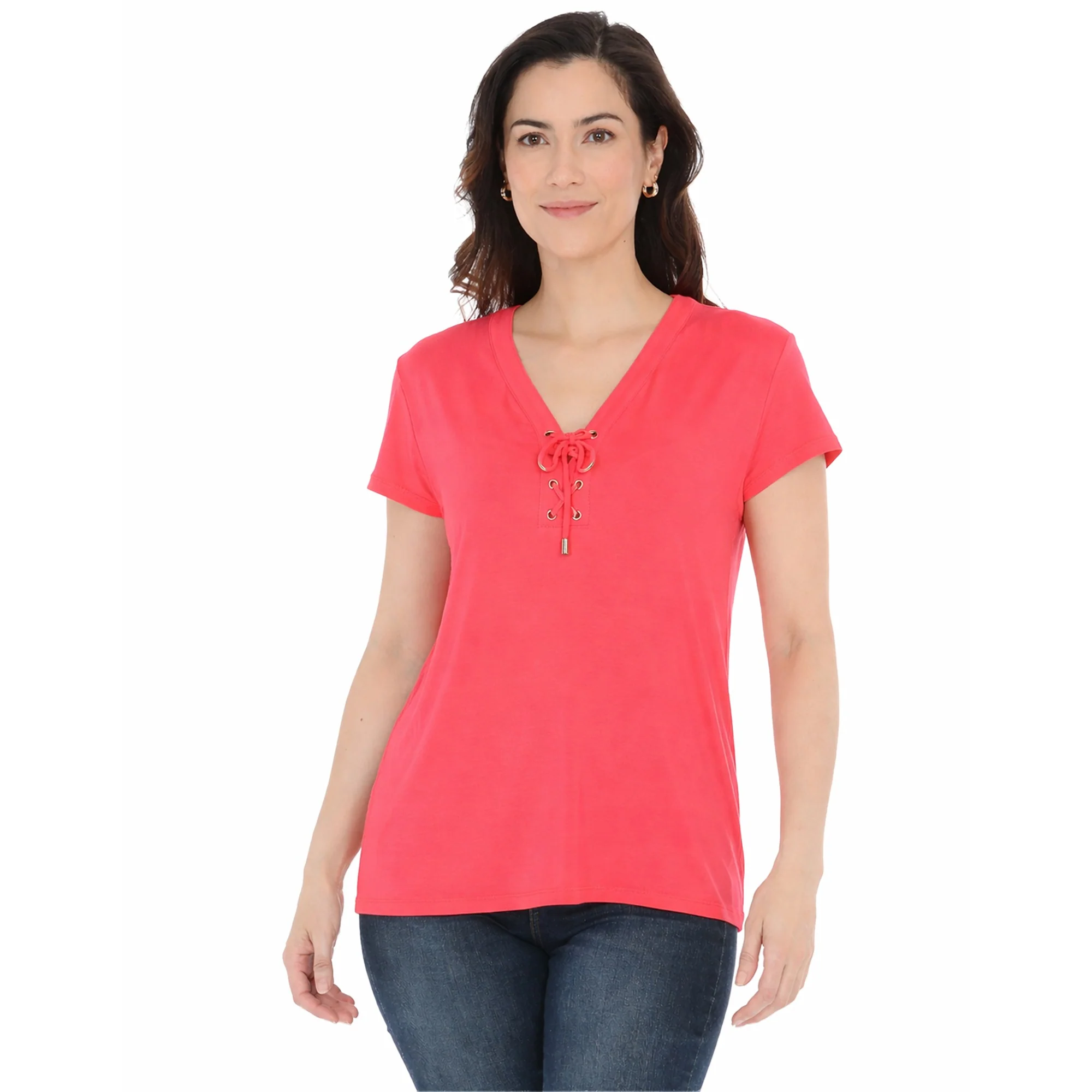 Women's V-Neck Front Tie Pullover Top - Image 11