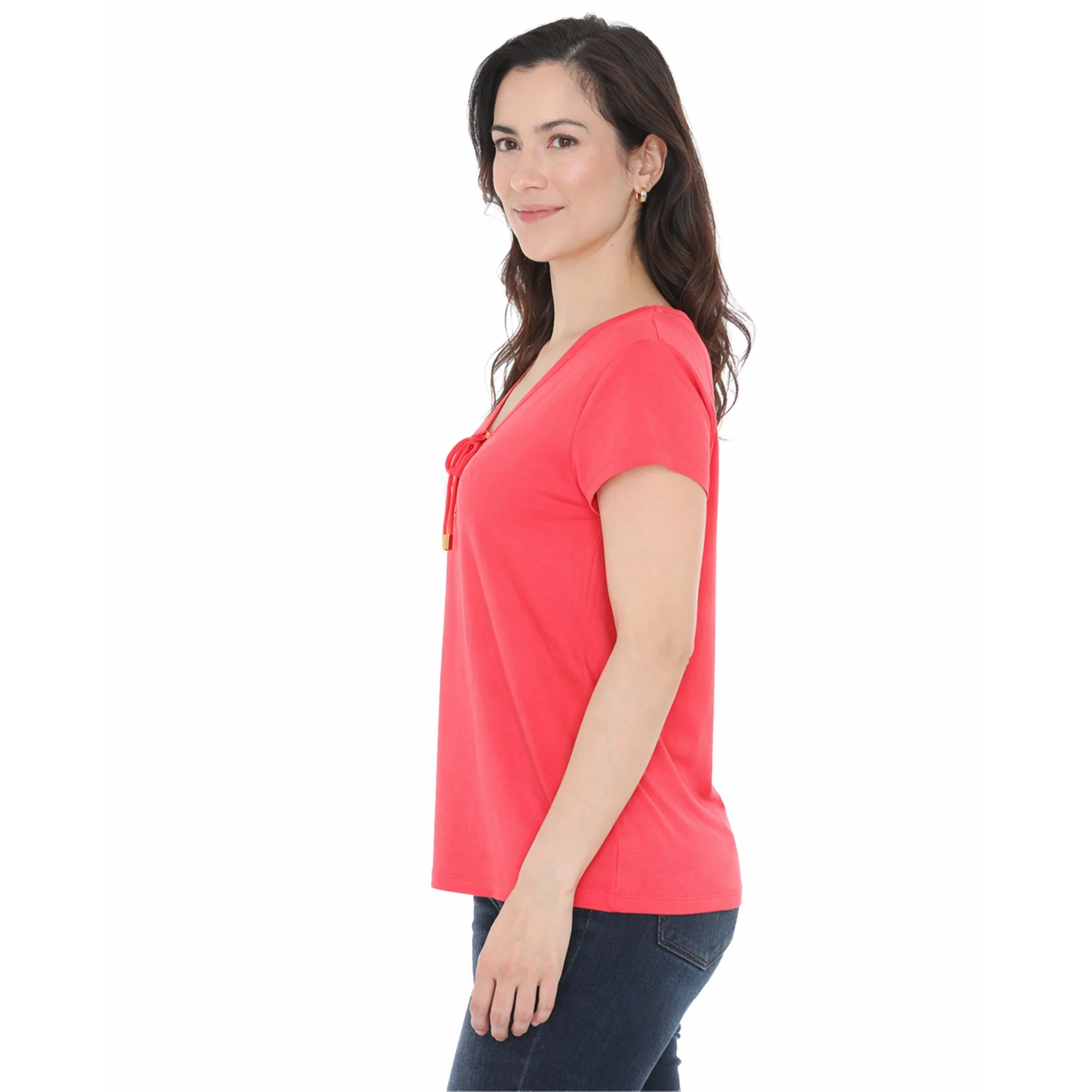 Women's V-Neck Front Tie Pullover Top - Image 12