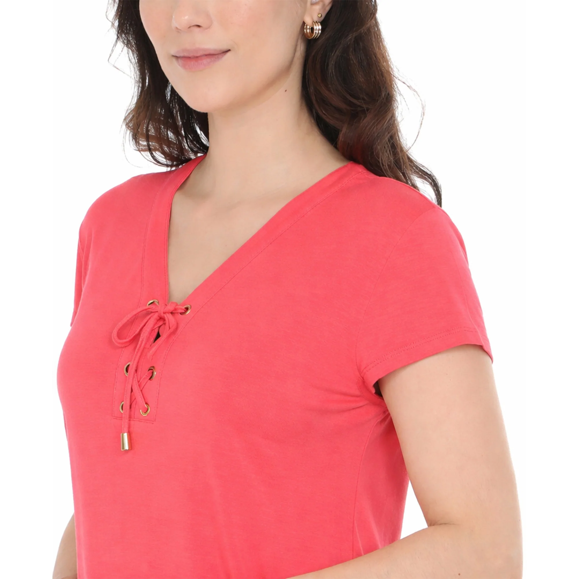 Women's V-Neck Front Tie Pullover Top - Image 14