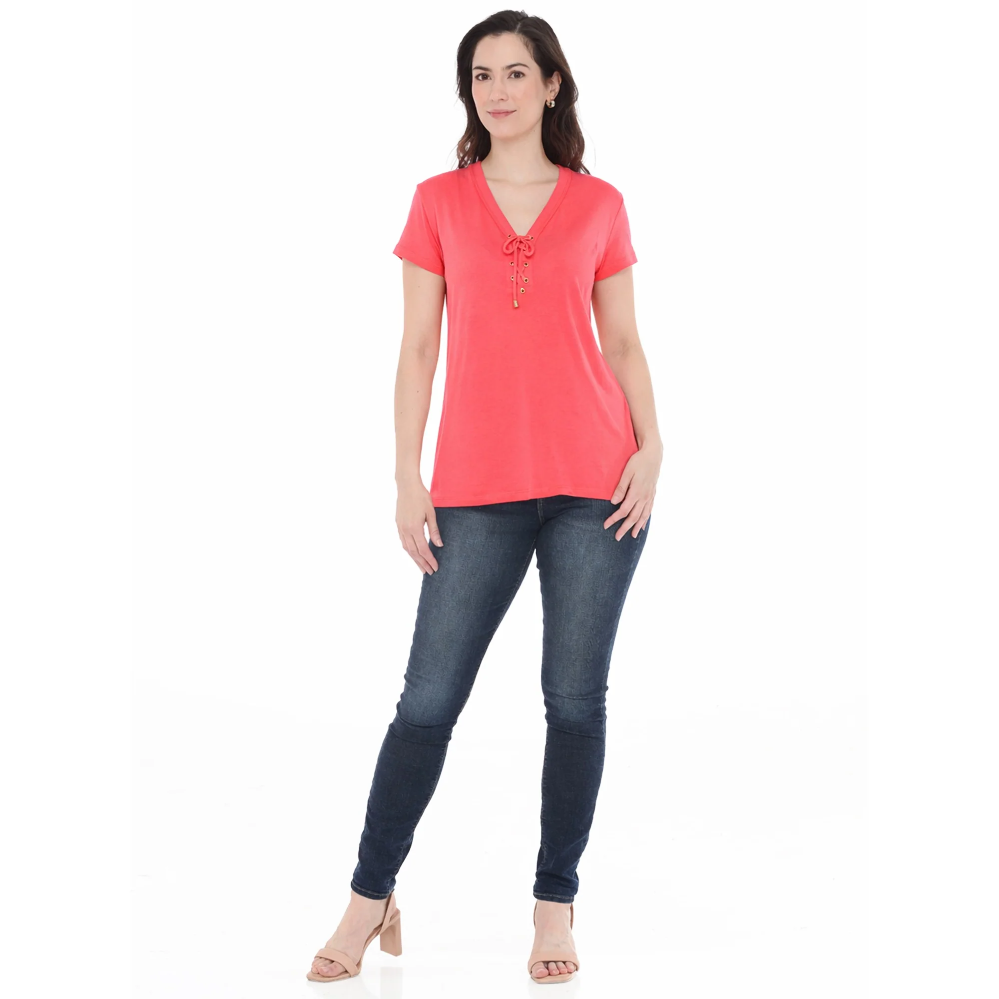 Women's V-Neck Front Tie Pullover Top - Image 15
