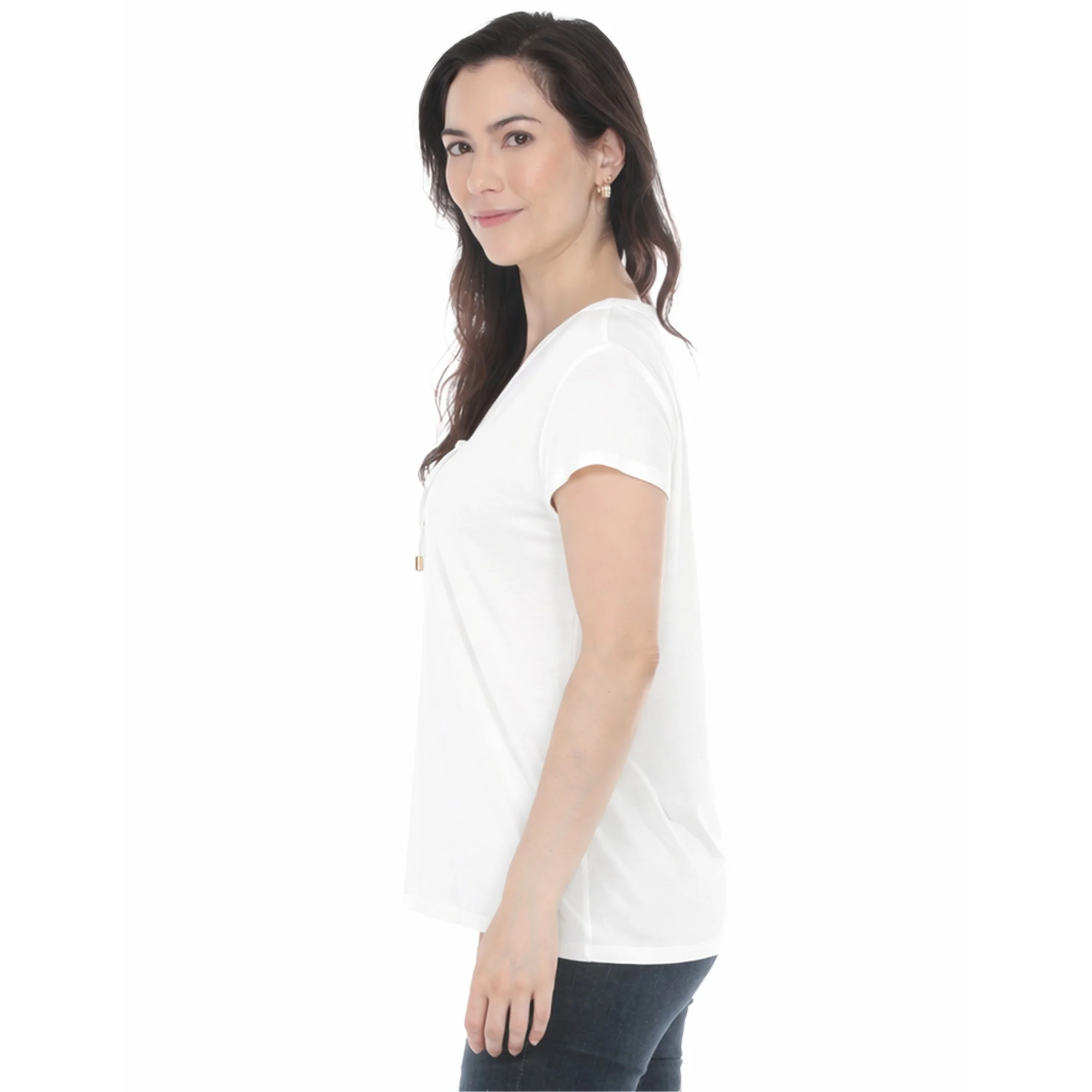 Women's V-Neck Front Tie Pullover Top - Image 17