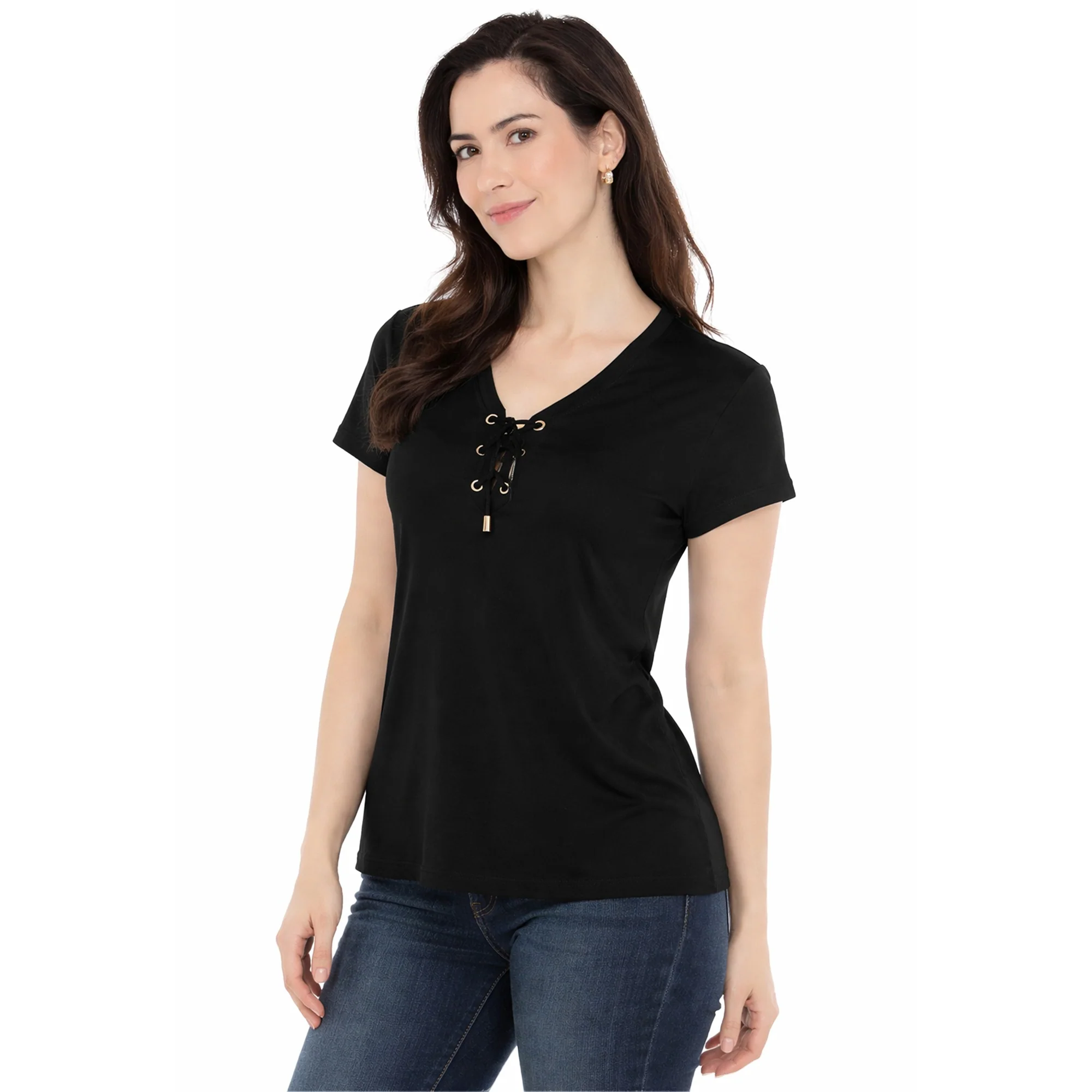 Women's V-Neck Front Tie Pullover Top - Image 2