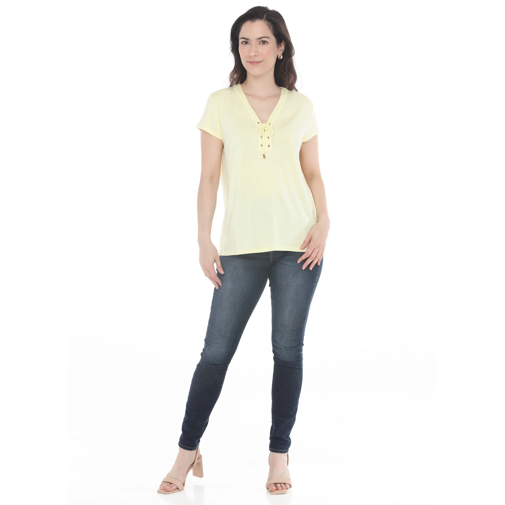 Women's V-Neck Front Tie Pullover Top - Image 25