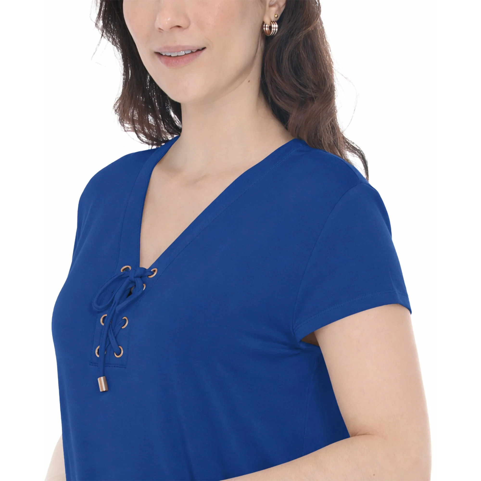 Women's V-Neck Front Tie Pullover Top - Image 9