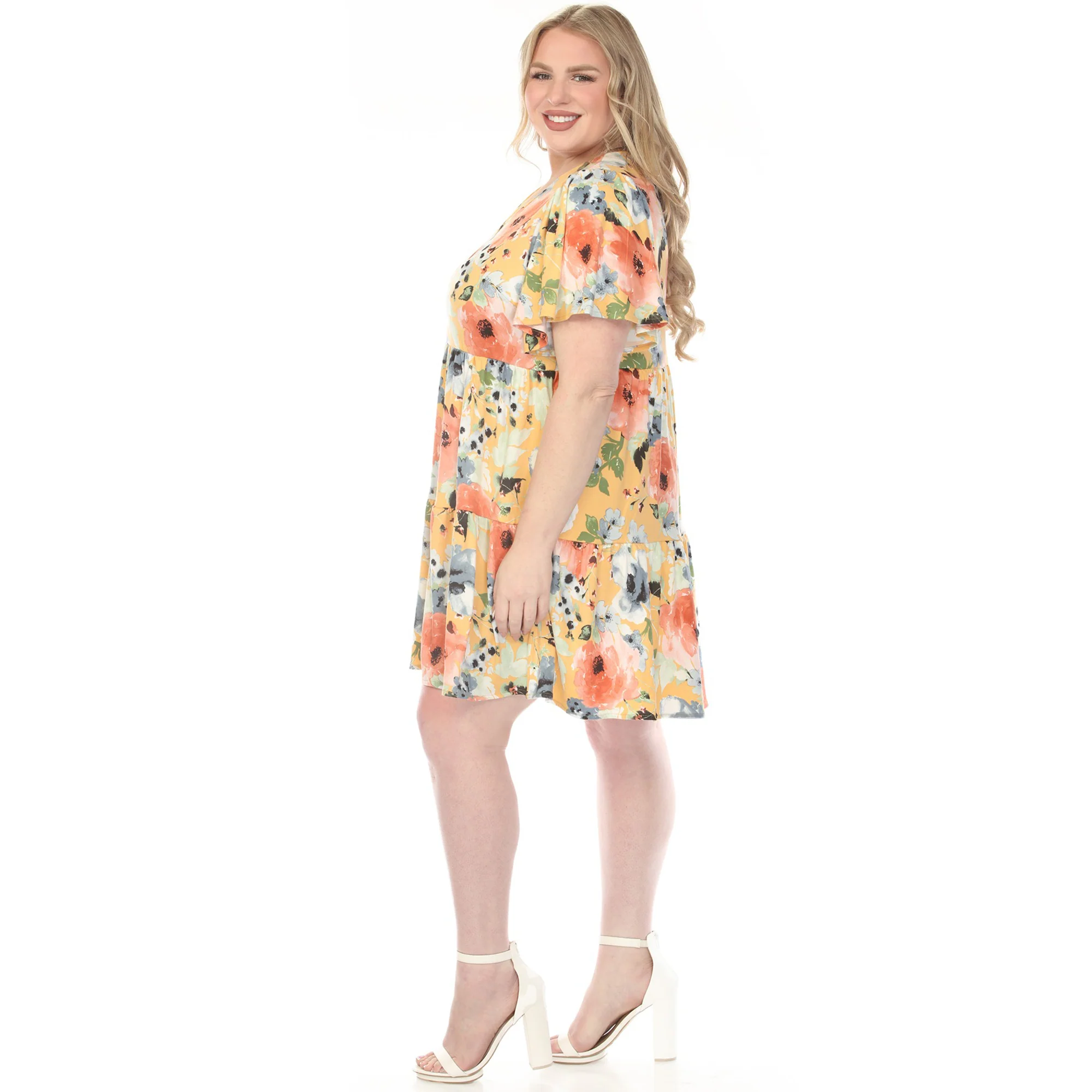 Women's  V-Neck Vintage Floral Short Sleeve Dress - Image 7