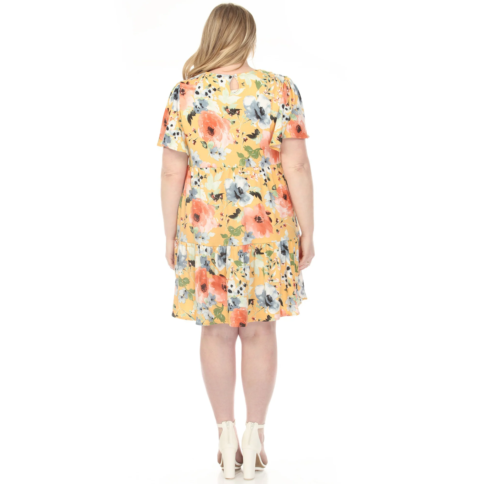 Women's  V-Neck Vintage Floral Short Sleeve Dress - Image 8